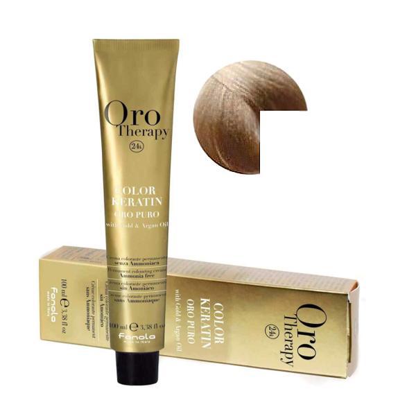 Vopsea Permanenta fara Amoniac Fanola Oro Therapy Color Keratin 8.1 Blond Deschis Cenusiu, 100ml