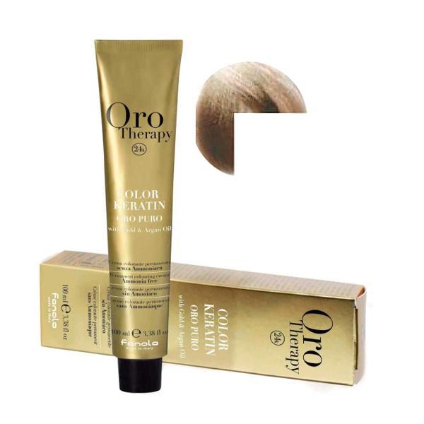 Vopsea Permanenta fara Amoniac Fanola Oro Therapy Color Keratin 9.1 Blond Foarte Deschis Cenusiu, 100ml