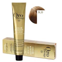 Vopsea permanenta fara amoniac fanola oro therapy color keratin 8.0 blond deschis, 100ml