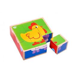 Puzzle cuburi lemn animale,tooky toy