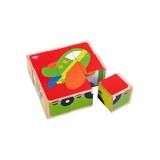 Puzzle cuburi lemn vehicule,Tooky Toy