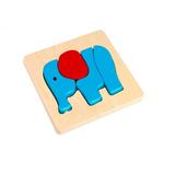 Mini Puzzle lemn, Elefant, Tooky Toy