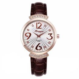 Ceas de dama elegant Hongyee, curea piele, cadran cu cristale