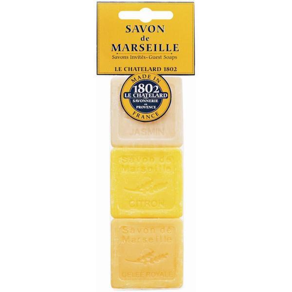 Set Cadou Sapun Natural de Marsilia 3x30g Iasomie Lamaie Laptisor Matca Le Chatelard 1802 Voiaj Hotelier HoReCa Marturii