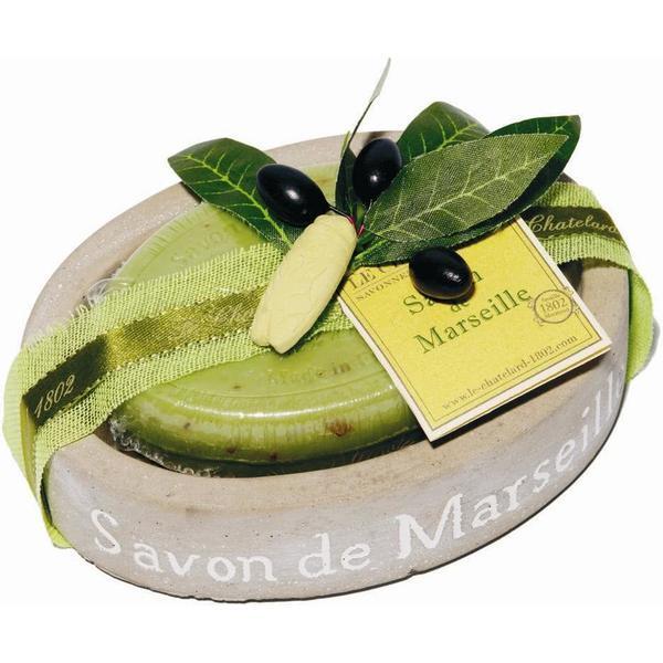 Set Cadou Savoniera Sapun Natural Marsilia Oval 100g Exfoliant Masline Olives Le Chatelard 1802 imagine