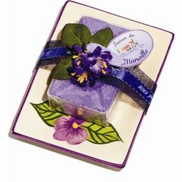 Set cadou savoniera sapun natural marsilia 100g violete le chatelard 1802