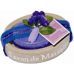Set cadou savoniera sapun natural marsilia 100g oval violete mure le chatelard 1802