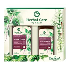 Pachet Cadou pentru Par Gras cu Extract de Urzica Farmona Herbal Care - Sampon 330ml, Balsam-Spray 200ml