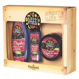 Pachet Cadou pentru Ingrijire Corporala cu Mure si Zmeura Farmona Tutti Frutti - Gel de Baie si Dus 425ml, Peeling de Corp 100ml, Unt de Corp 200ml