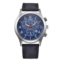 Ceas barbatesc fashion   casual, curea piele, model blue