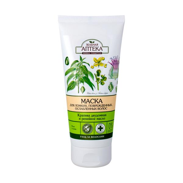 Masca pentru cresterea parului cu extract de urzica si ulei de brusture zelenaya apteka, 200ml