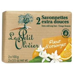 Sapun Vegetal cu Extract de Flori de Portocal Le Petit Olivier, 2 x 100g