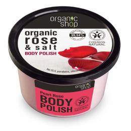 Exfoliant corporal cu sare si extract de trandafir pearl rose organic shop, 250ml