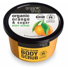 Exfoliant corporal cu zahar si ulei de portocale sicilian orange organic shop, 250ml
