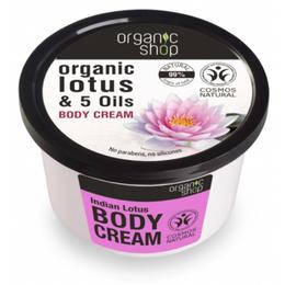 Crema corporala cu extract de lotus si 5 uleiuri indian lotus organic shop, 250ml