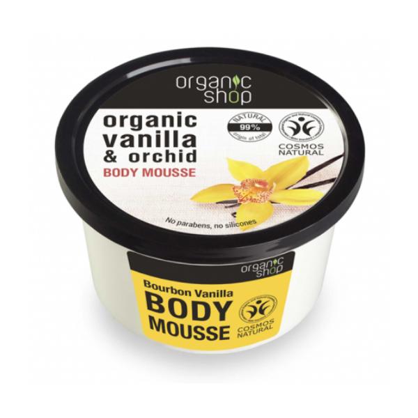 Mousse Corporal cu Extracte de Vanilie si Orhidee Bourbon Vanilla Organic Shop, 250ml