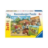 Puzzle lumea cailor , 3x49 piese - Ravensburger 