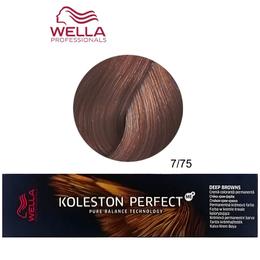 Vopsea crema permanenta - wella professionals koleston perfect me+ deep browns, nuanta 7/75 blond mediu maro mahon
