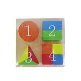Puzzle educativ din lemn cu numere, 10 piese, multicolor,coordonare mana - ochi