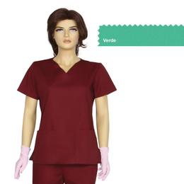 Bluza dama guler v clasic cambrata prima, verde, tercot, marime m (42-44)