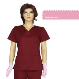 Bluza dama guler v clasic cambrata prima, roz deschis, tercot, marime l (46-48)