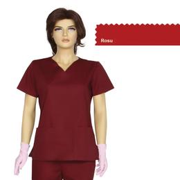 Bluza dama guler v clasic cambrata prima, rosu, tercot, marime l (46-48)