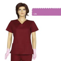 Bluza dama guler v clasic cambrata prima, lila, tercot, marime l (46-48)