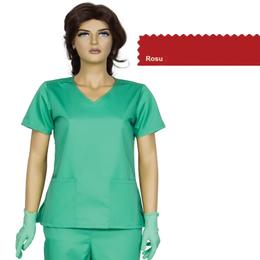 Bluza dama guler v modern cambrata prima, rosu, tercot, marime m (42-44)