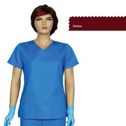 Bluza dama guler v trend cambrata prima, grena, tercot, marime m (42-44)