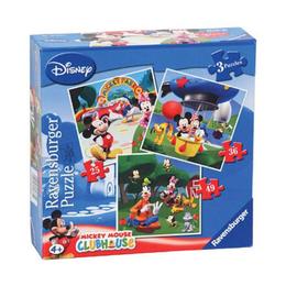 Puzzle clubul mickey mouse, 3 buc in cutie, 25/36/49 piese - ravensburger