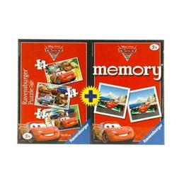 Puzzle + joc memory disney cars, 3 buc in cutie 15 / 20/ 25 piese - ravensburger