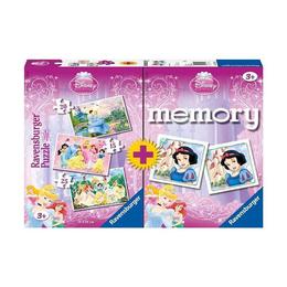 Puzzle + joc memory printesele disney, 3 buc in cutie 15 /20 / 25 piese - Ravensburger