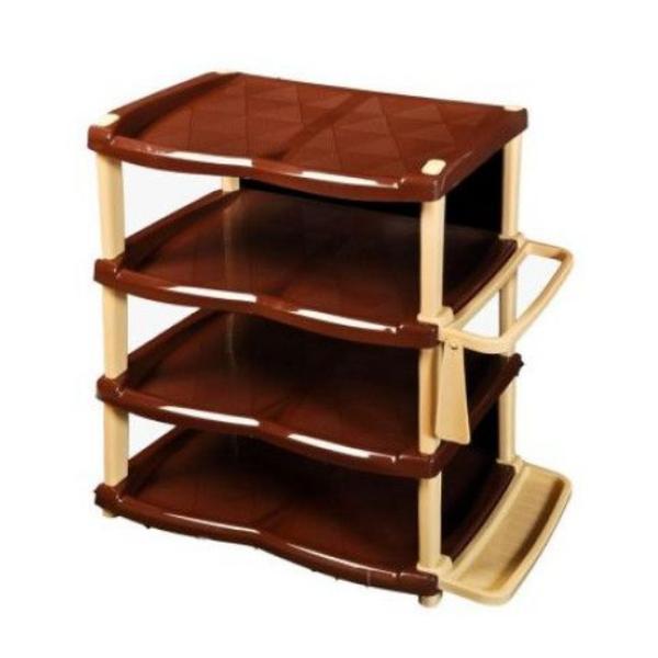 Raft/ suport pentru pantofi cu 4 etaje, maro/bej- Maxdeco