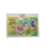 Puzzle din lemn cu dinozauri, 24 piese, 30 cm, varsta 3 ani+, coordonare mana- ochi, multicolor - Disney