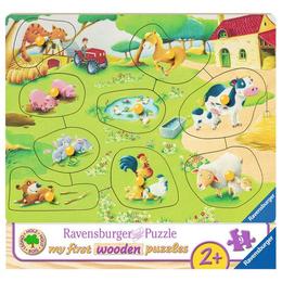 Puzzle din lemn ferma, 9 piese - ravensburger