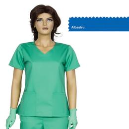 Bluza dama guler v modern cambrata prima, albastru, tercot, marime xl (50-52)