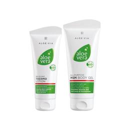 Set cadou lotiune de corp - vital aloe via: loţiune termică 100 ml + gel de corp multifuncţional cu msm 200 ml - lr health   beauty