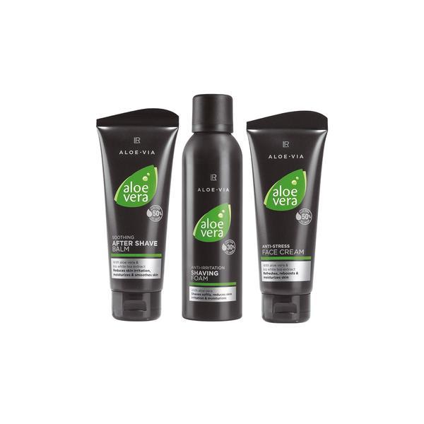Set pentru bărbaţi I – Soothing After Shave Balm 100 ml + Anti Irritation Shaving Foam 200 ml + Anti Stress Face Cream 100 ml – LR