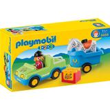 Playmobil 1.2.3 - Masina cu Remorca si Cal