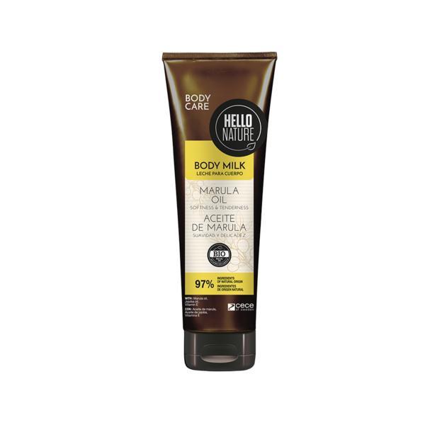 Lapte de corp natural cu ulei bio din fructul marula pentru netezire si luciu a pielii hello nature 250 ml