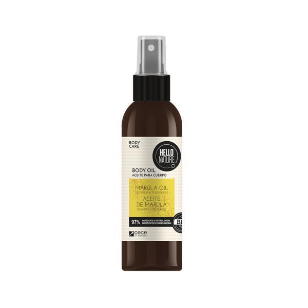 Ulei de masaj pentru corp natural cu ulei bio din fructul marula pentru netezire si luciu a pielii hello nature 130 ml