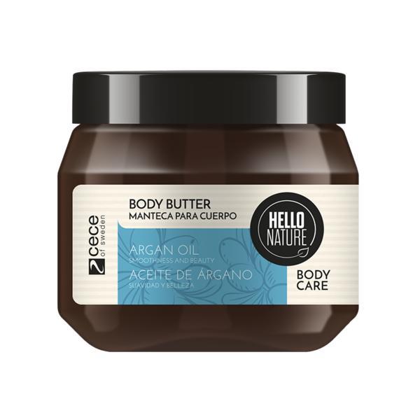 Unt pentru corp bio cu ulei bio de argan pentru netezirea si hidratarea pielii hello nature 250 ml