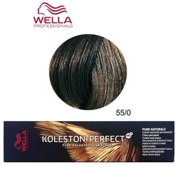 Vopsea crema permanenta - wella professionals koleston perfect me+ pure naturals, nuanta 55/0 castaniu deschis intens
