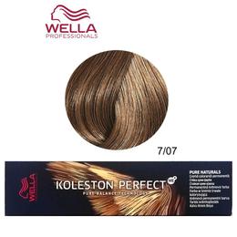 Vopsea crema permanenta - wella professionals koleston perfect me+ pure naturals, nuanta 7/07 blond mediu castaniu natural