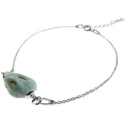 Bratara argint cu larimar natural, GlamBazaar, 16 cm, cu Larimar, Bleu, tip bratara de argint 925 cu pietre naturale