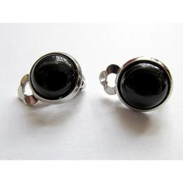 Cercei clips cu piatra naturala onix 10 MM, GlamBazaar, 10 mm, cu Onix, Negru, tip cercei clips cu pietre naturale