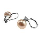Cercei clips argint cu perle naturale oranj, GlamBazaar, 10 mm, cu Perle, Portocaliu, tip cercei de argint 925 cu pietre naturale, cercei clips cu pietre naturale