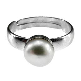 Inel argint reglabil cu perla de cultura alba 6 MM, GlamBazaar, Reglabila, cu Perle, Alb, tip inel reglabil de argint 925 cu pietre naturale