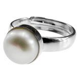 Inel argint reglabil cu perla de cultura alba 8 MM, GlamBazaar, Reglabila, cu Perle, Alb, tip inel reglabil de argint 925 cu pietre naturale