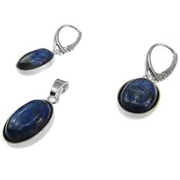 Set argint cu lapis lazuli oval 14x10 MM, GlamBazaar, cu Lapis Lazuli, Mov, tip set bijuterii de argint 925 cu pietre naturale